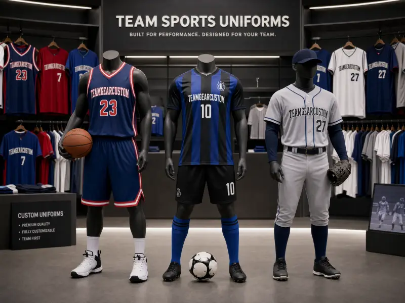 Home Custom basketball, soccer & baseball uniforms for youth/adult teams - names, numbers & logos included