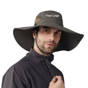 Custom bucket hats wholesale with custom logo embroidery area for team uniforms bulk orders