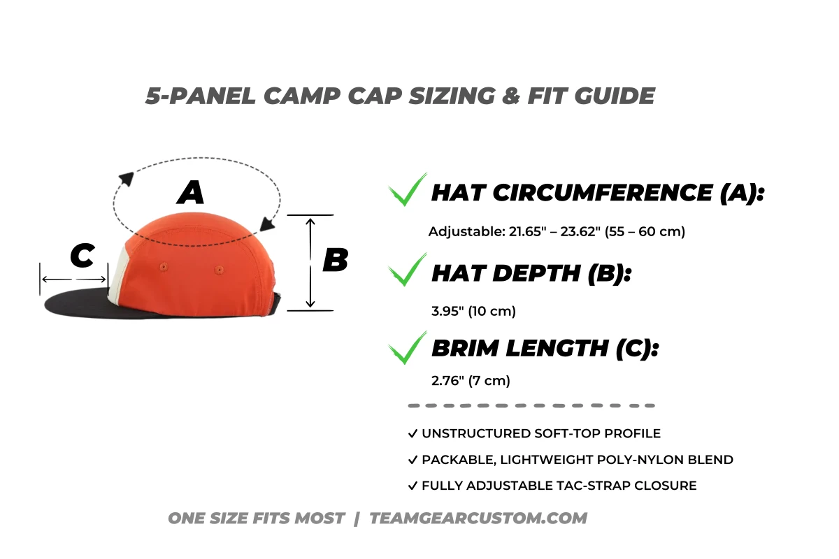 Wholesale 5 Panel Camper Hats Size Chart custom 5 panel camp caps wholesale & bulk camper hats