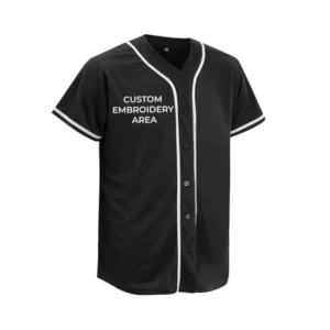 Custom baseball jerseys wholesale with full button front logo placeholders for varsity team uniforms
