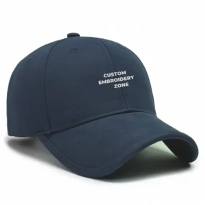 Wholesale 6-panel baseball caps with custom embroidered logo placeholders for team uniforms