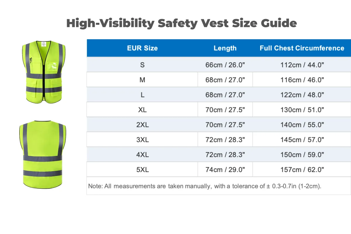 Wholesale Industrial Safety Gear with Logo Size Chart custom high visibility safety vests wholesale & bulk reflective workwear